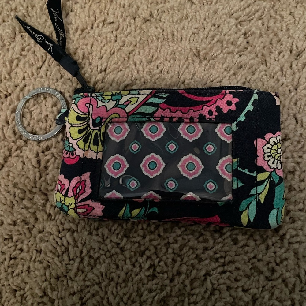 Vera Bradley ID case with front clear pocket and zipper compartment